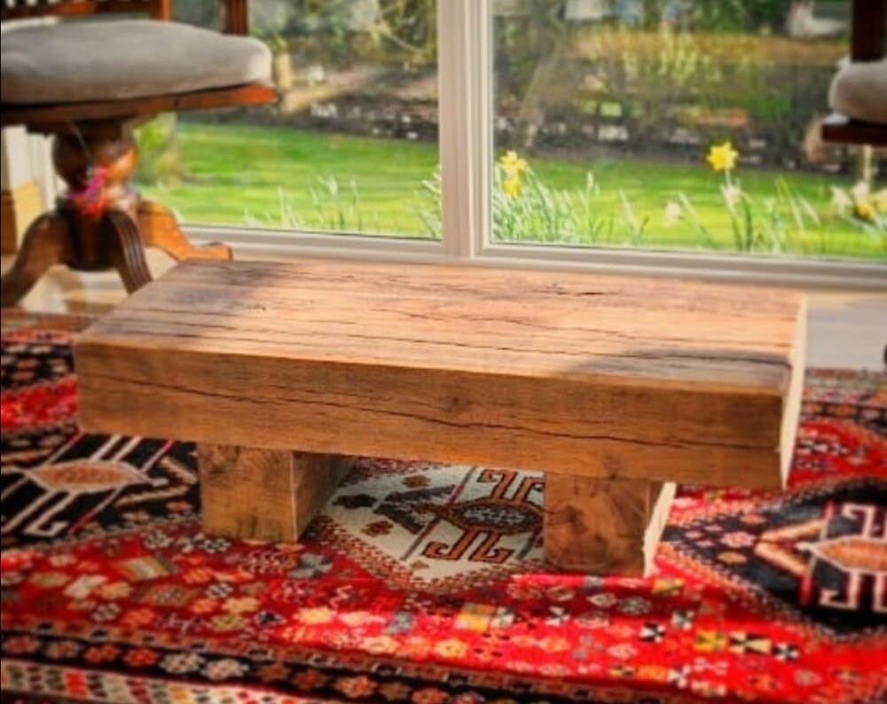 Solid Oak beam coffee table